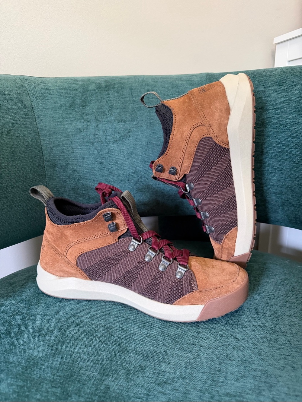 Women’s Brown Suede & Mesh High-Top Sneakers